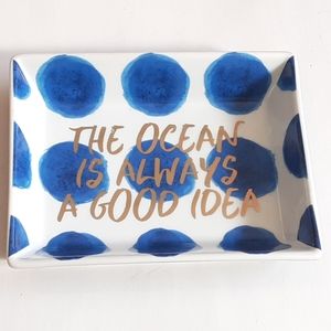 ROSANNA "Ocean" Azure 5x4" Blue/Gold Trinket Dish